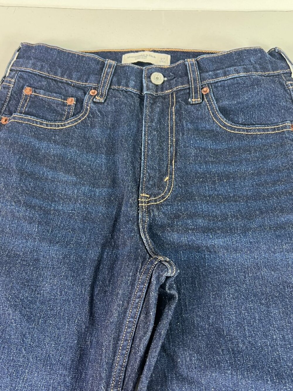Abercrombie Fitch Jeans Women's 28x30* Boot Cut High Rise Dark Blue Denim Tag 27 - Picture 2 of 16